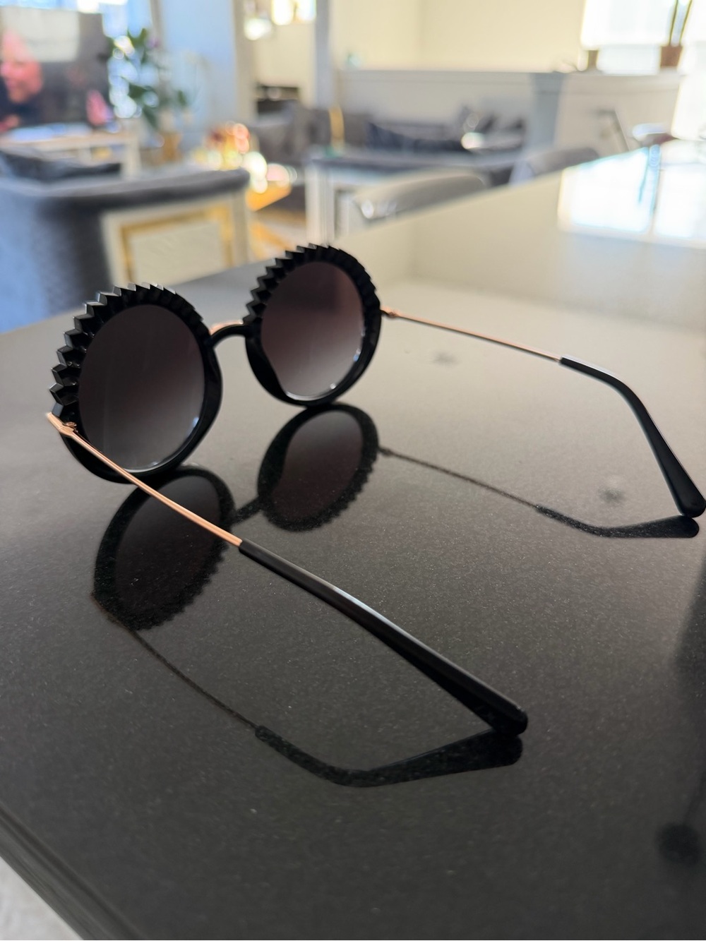 Dolce&Gabbana DG6130 Sunglasses in Black with Rose Gold Temples - Picture 6 of 11